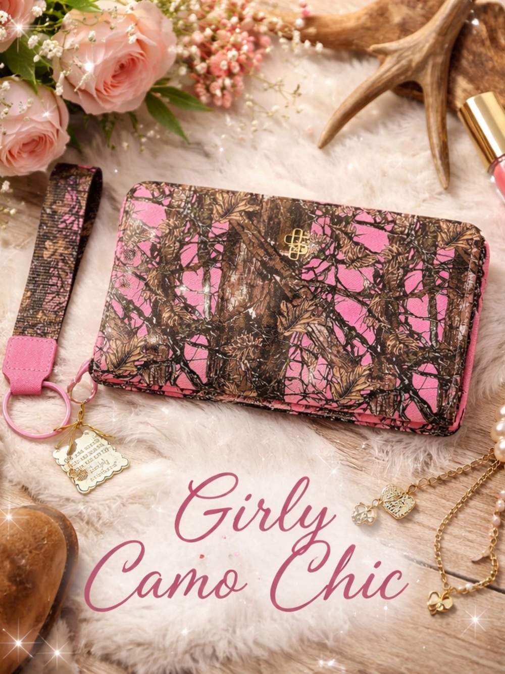 NWT Simply Southern Pink Camo Wristlet Wallet | Girly Camo Chic